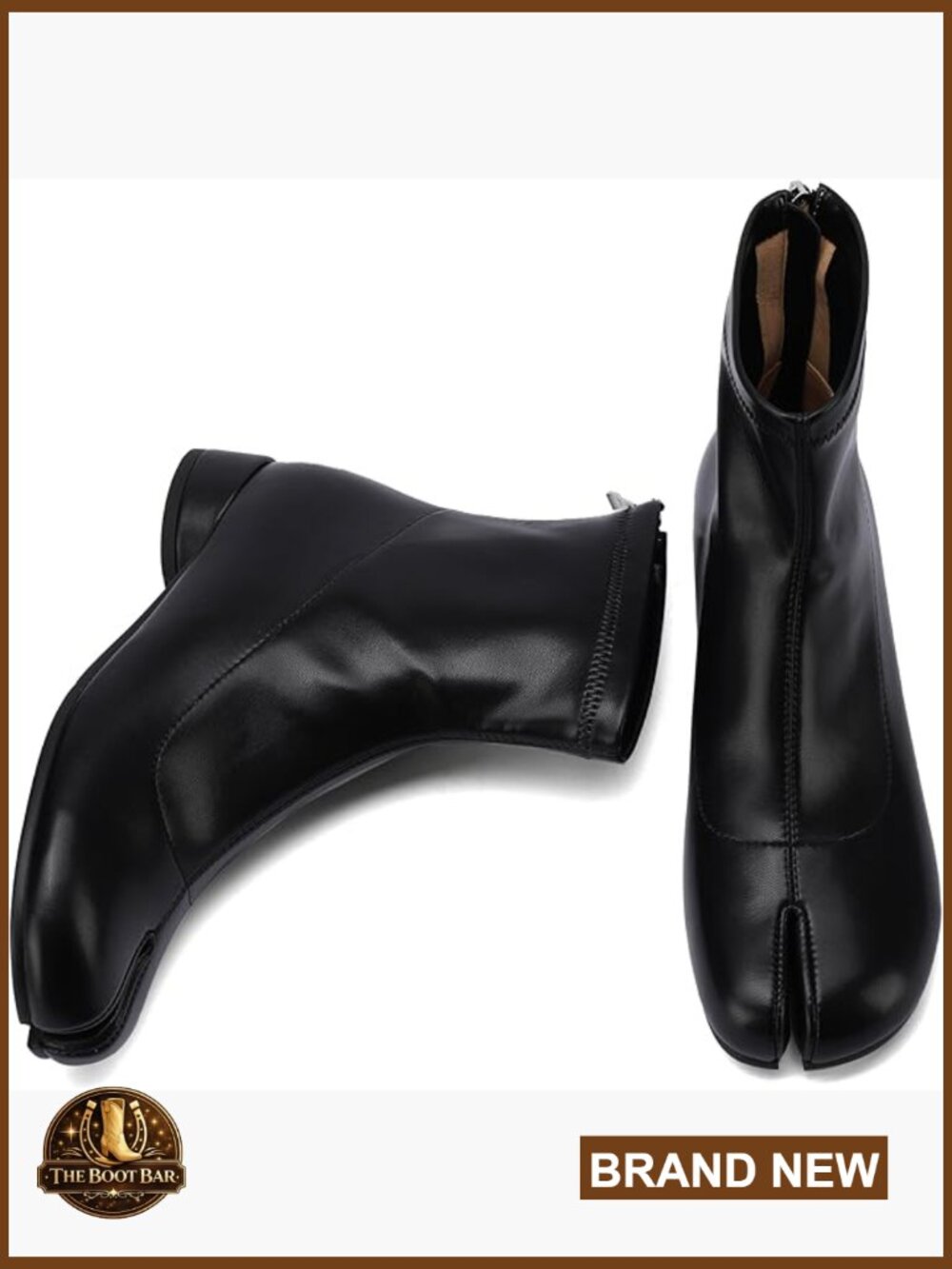Split Toe Ankle Boots Tabi Japanese Ninja Chunky Heel Booties Zip